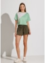 BLUSA CROPPED DUO VERDE / OFF WHITE