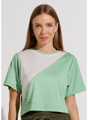 BLUSA CROPPED DUO VERDE / OFF WHITE