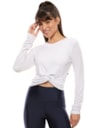 BLUSA CROPPED MANGA LONGA FEEL BRANCA