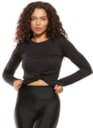 BLUSA CROPPED MANGA LONGA FEEL PRETA