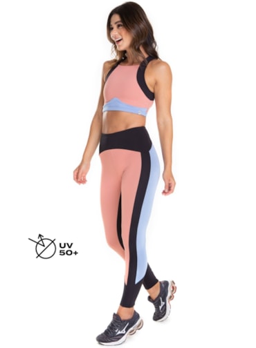 CALÇA LEGGING 7/8 VERO ROSA CLARO / AZUL BEBÊ