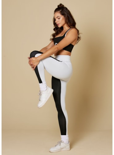 CALÇA LEGGING AMABLE BRANCO/PRETO