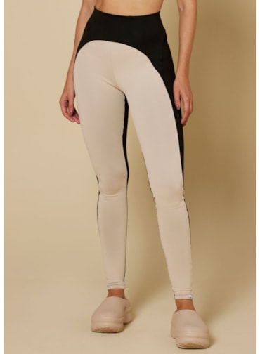 CALÇA LEGGING AMABLE PRETO/AREIA