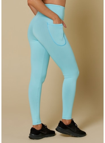 CALÇA LEGGING BLACKOUT COM BOLSO AZUL