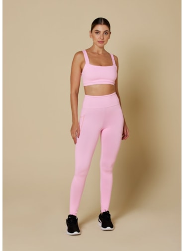 CALÇA LEGGING BLACKOUT COM BOLSO ROSA BEBÊ