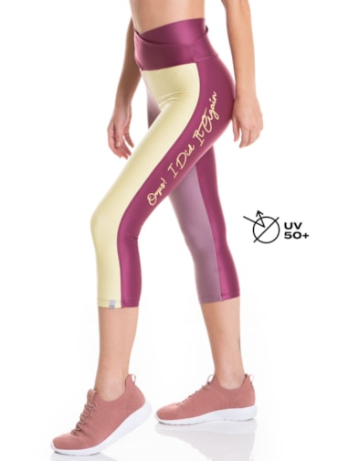 CALÇA LEGGING CAPRI OOPS! ROSA VIOLETA / LILÁS / AMARELO CANDY