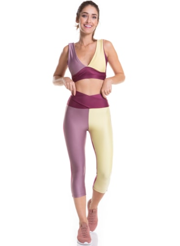 CALÇA LEGGING CAPRI OOPS! ROSA VIOLETA / LILÁS / AMARELO CANDY