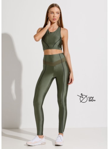 CALÇA LEGGING CORAGEM VERDE METÁLICO