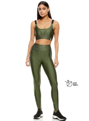 CALÇA LEGGING POWER VERDE METÁLICO