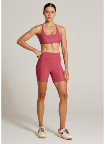 SHORT CANELADO COM BOLSO LIVING TX - ROSA ESCURO