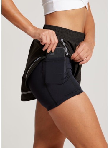 SHORT DE CORRIDA COLORFULL PRETO