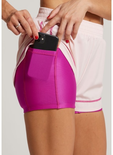 SHORT DE CORRIDA COLORFULL ROSA